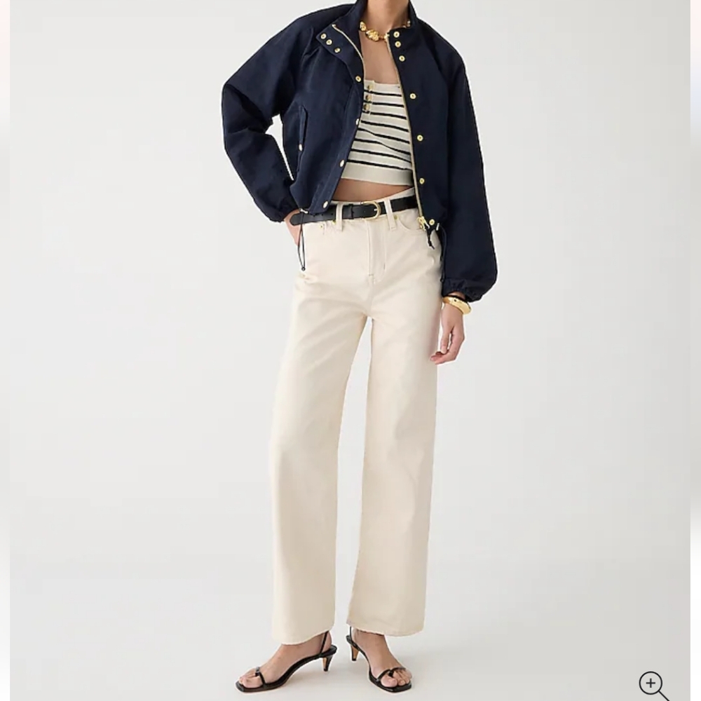 J Crew Slim Wide Leg Crop Jean Ecru Size 31